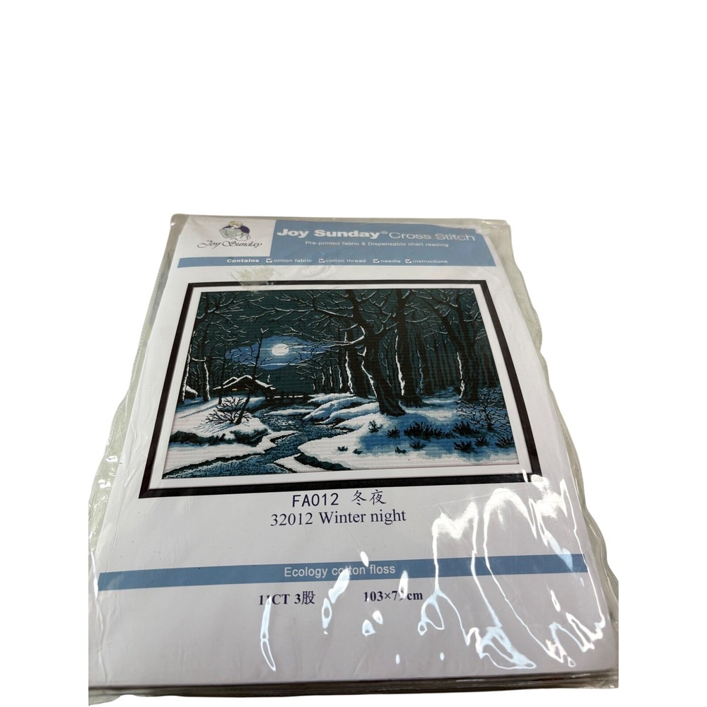 Joy Sunday Winter Night‎ Cross Stitch Kit 11CT Pre-Printed FA012 32012 103x79cm